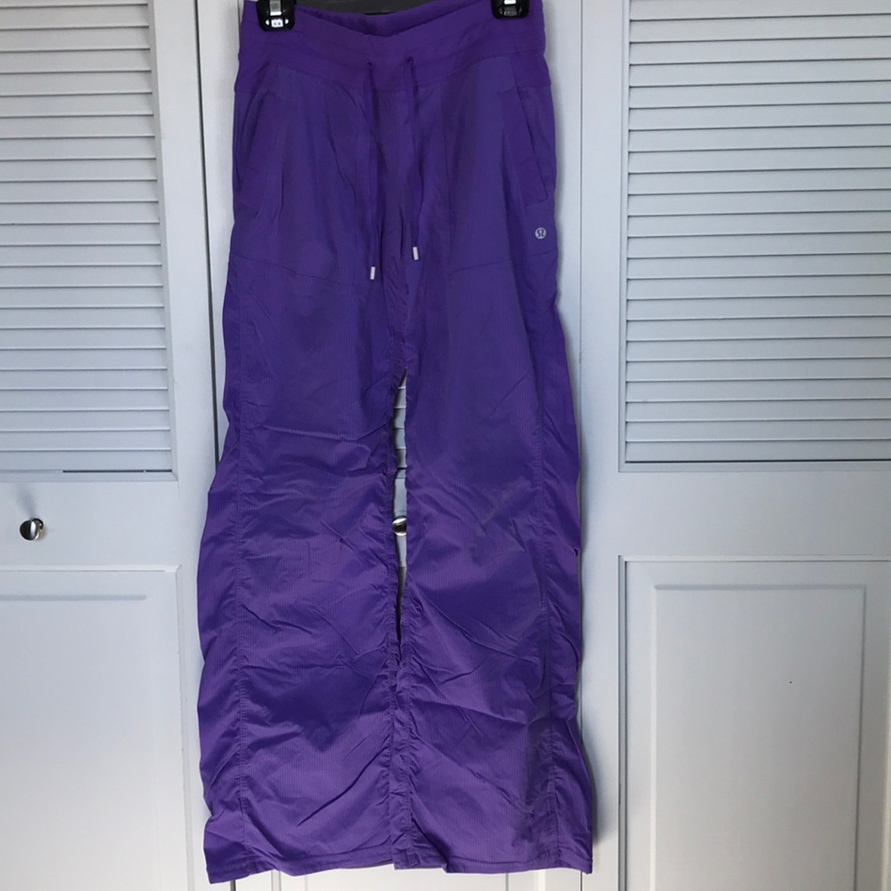 Vibrant purple lulu dance studio pants